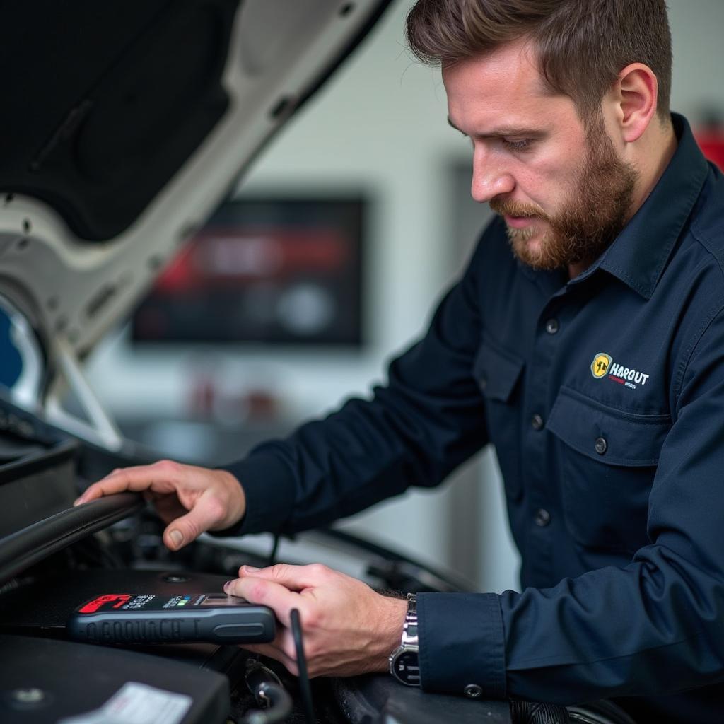 Mechanic Using Diagnostic Tool in West Warwick