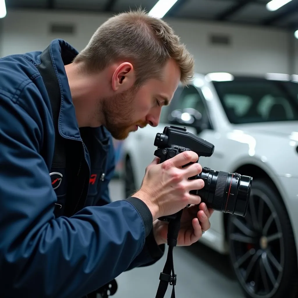 Mechanic Using Professional Camera