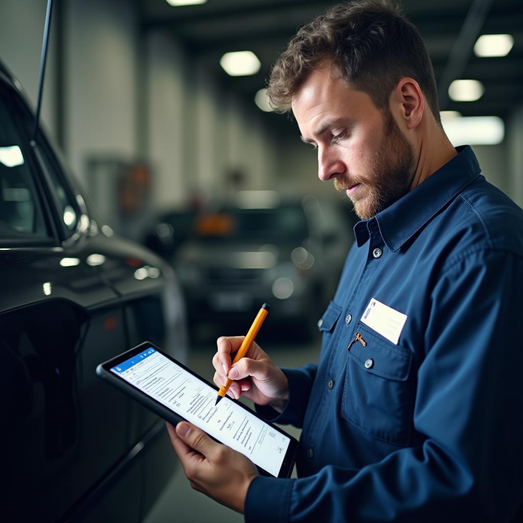 Mechanic Using Tablet for Annotation