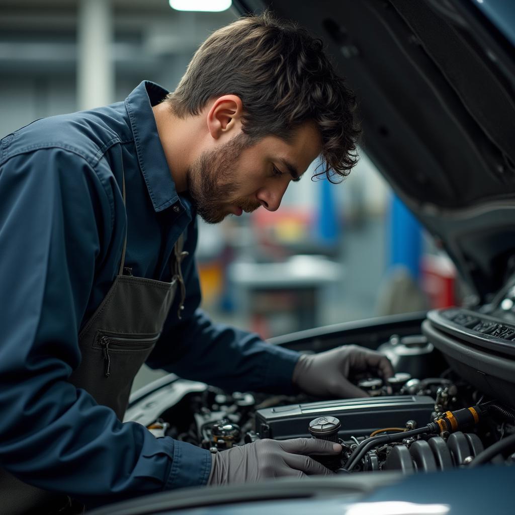 Mechanic Repairing a Car in Columbus