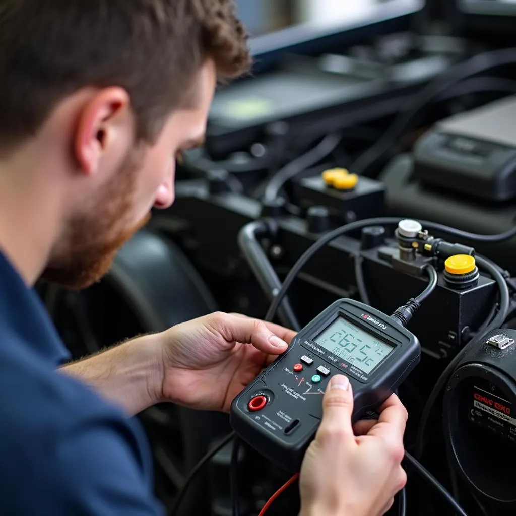 Mechanic Working on Car Electrical System