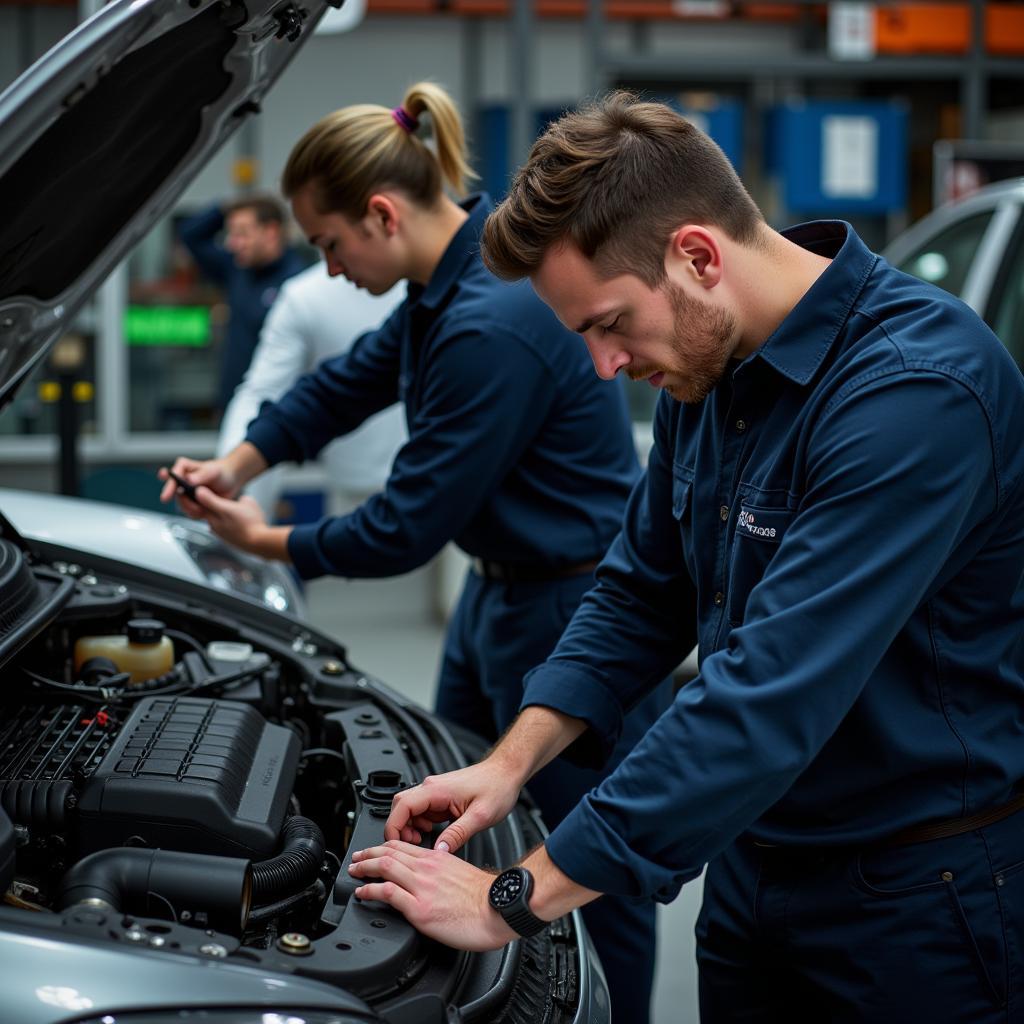 Mechanic Working on Car Engine