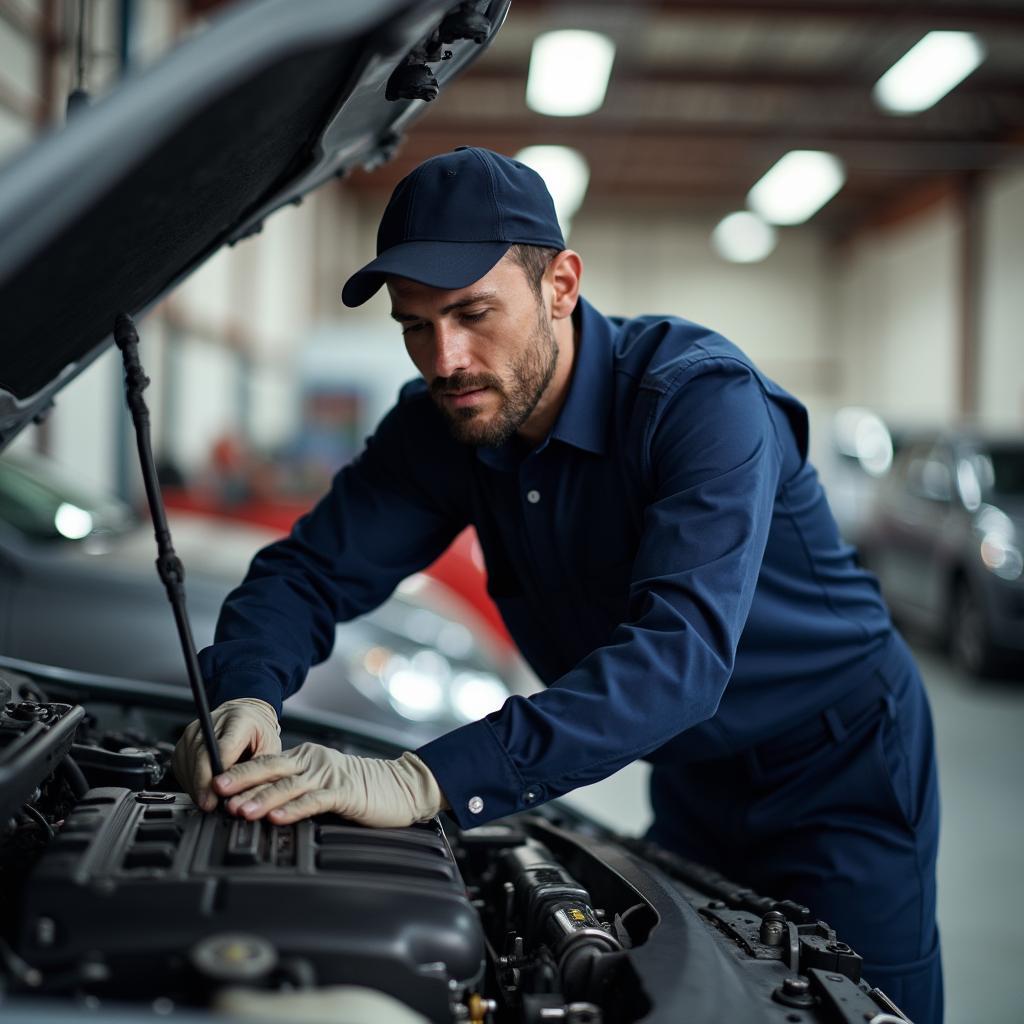 Mechanic Working On Car Engine Easton PA