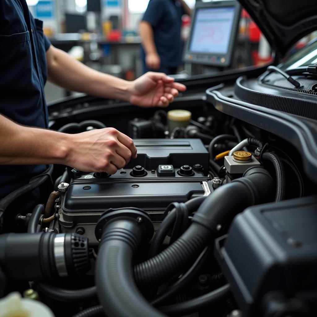 Mechanic Working on Car Engine in Lemont, IL