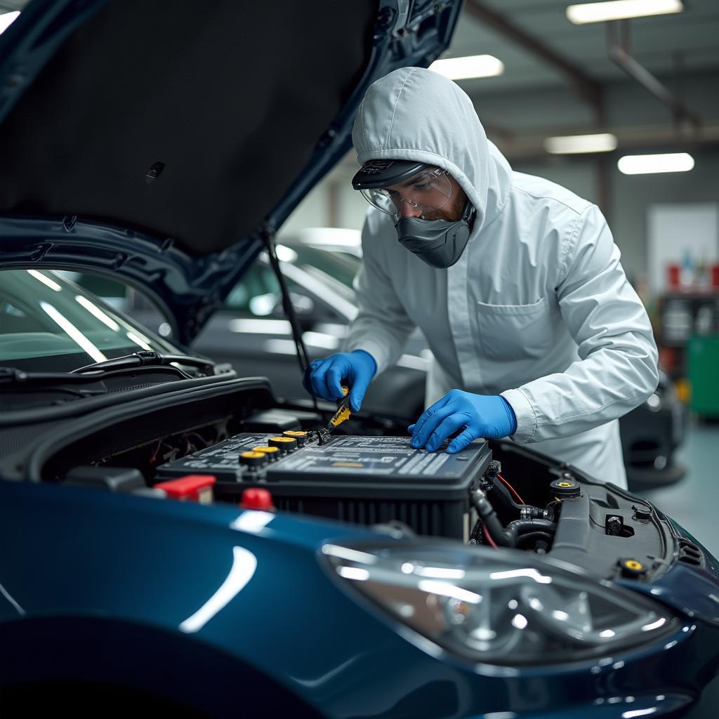 Mechanic Working on EV Battery