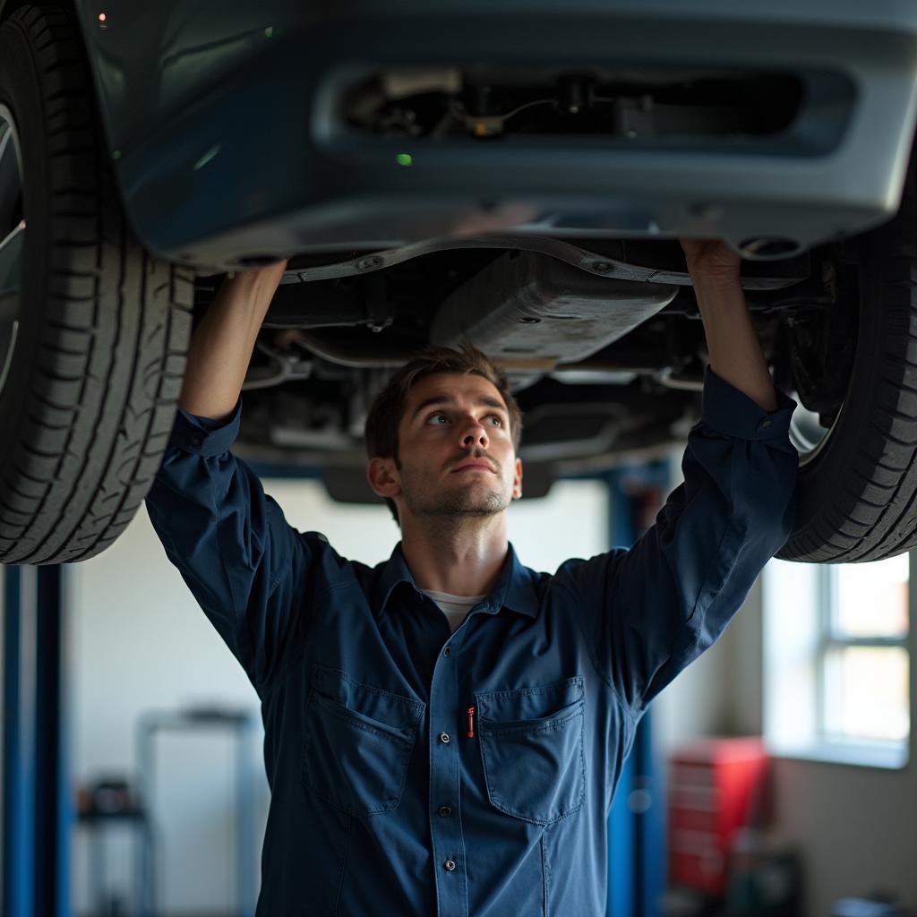 Mechanic Performing Undercarriage Repair