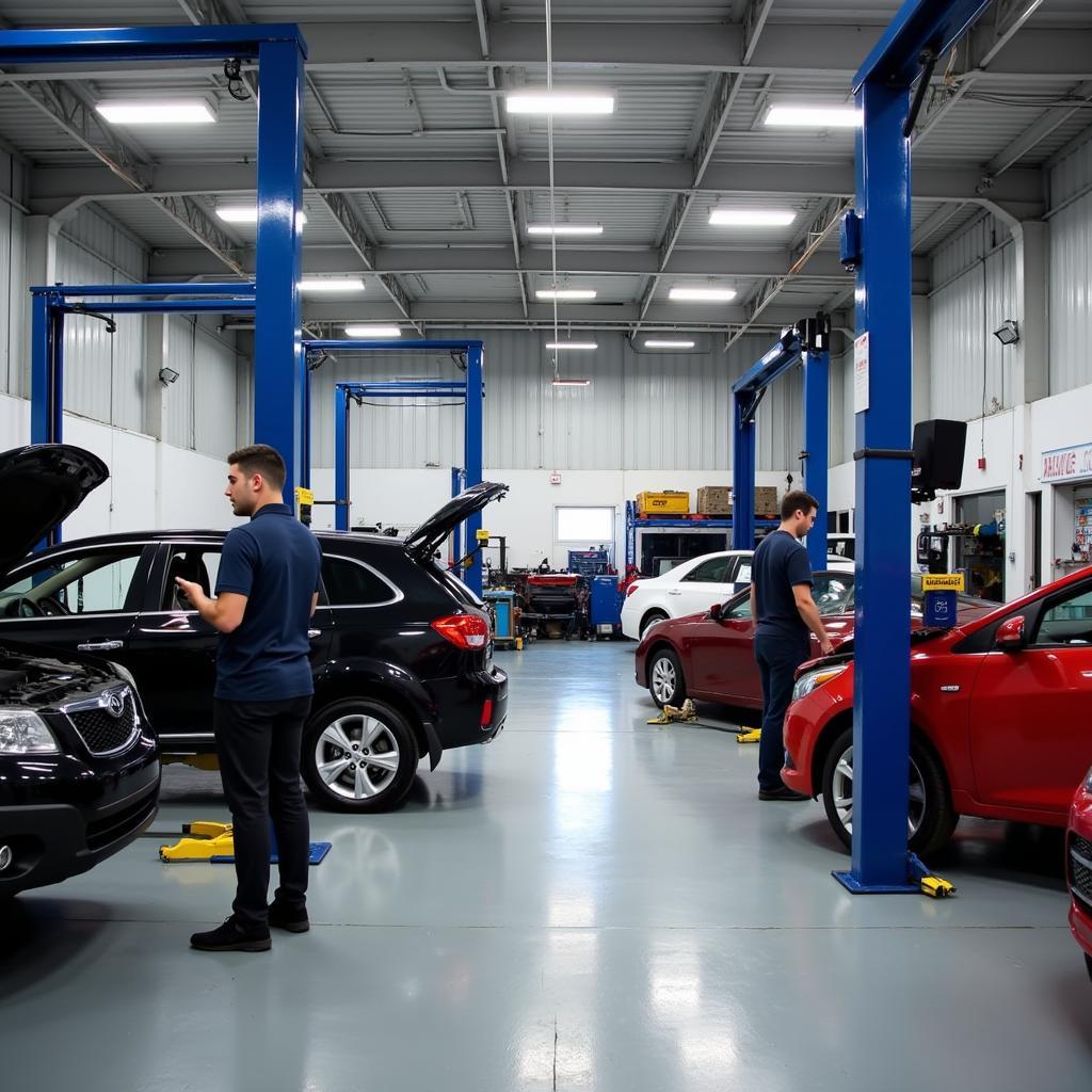 Medley's Auto & Truck Repair Shop - A modern and well-equipped auto repair shop with certified technicians working on various vehicles.