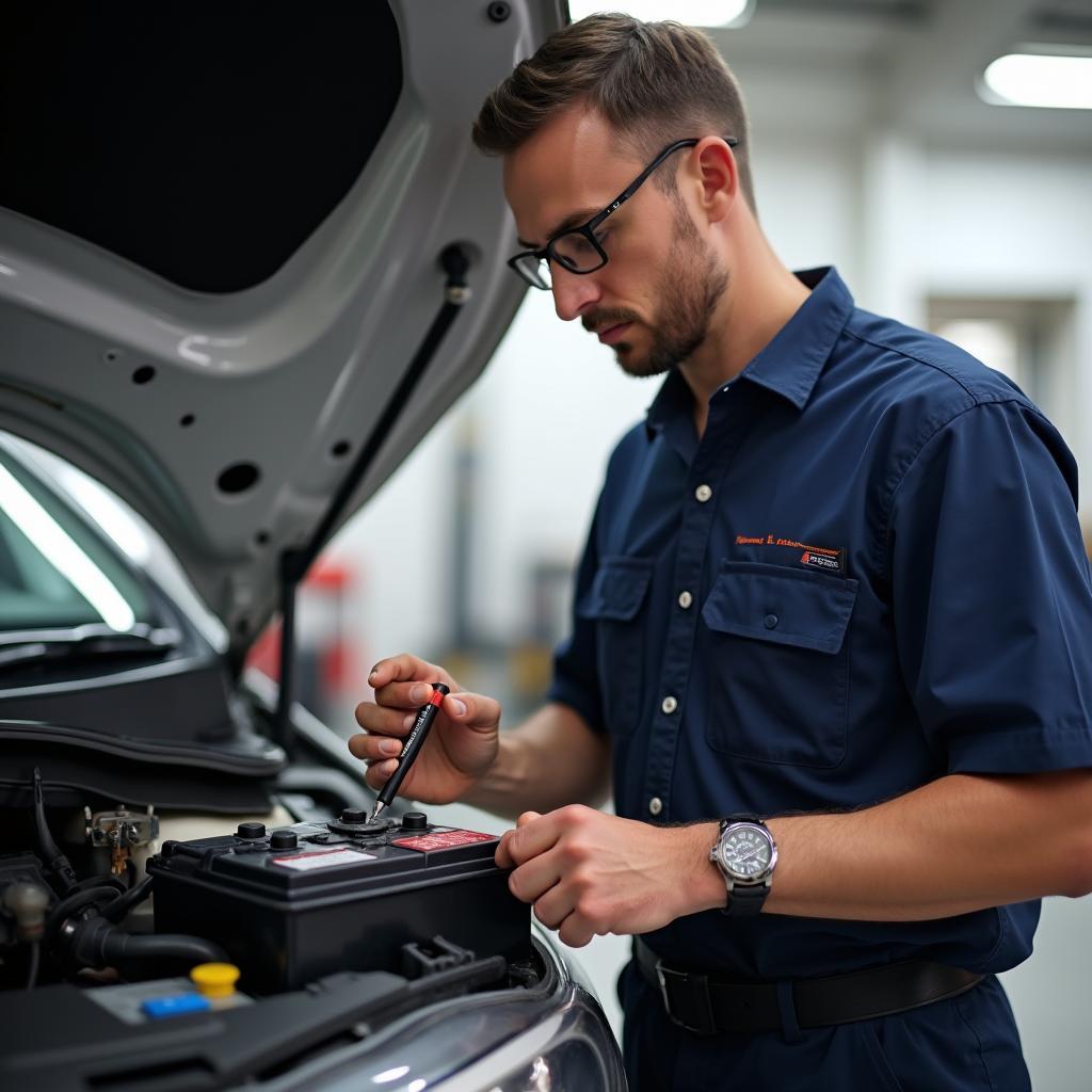 Melbourne Auto Electrician Performing Battery Check