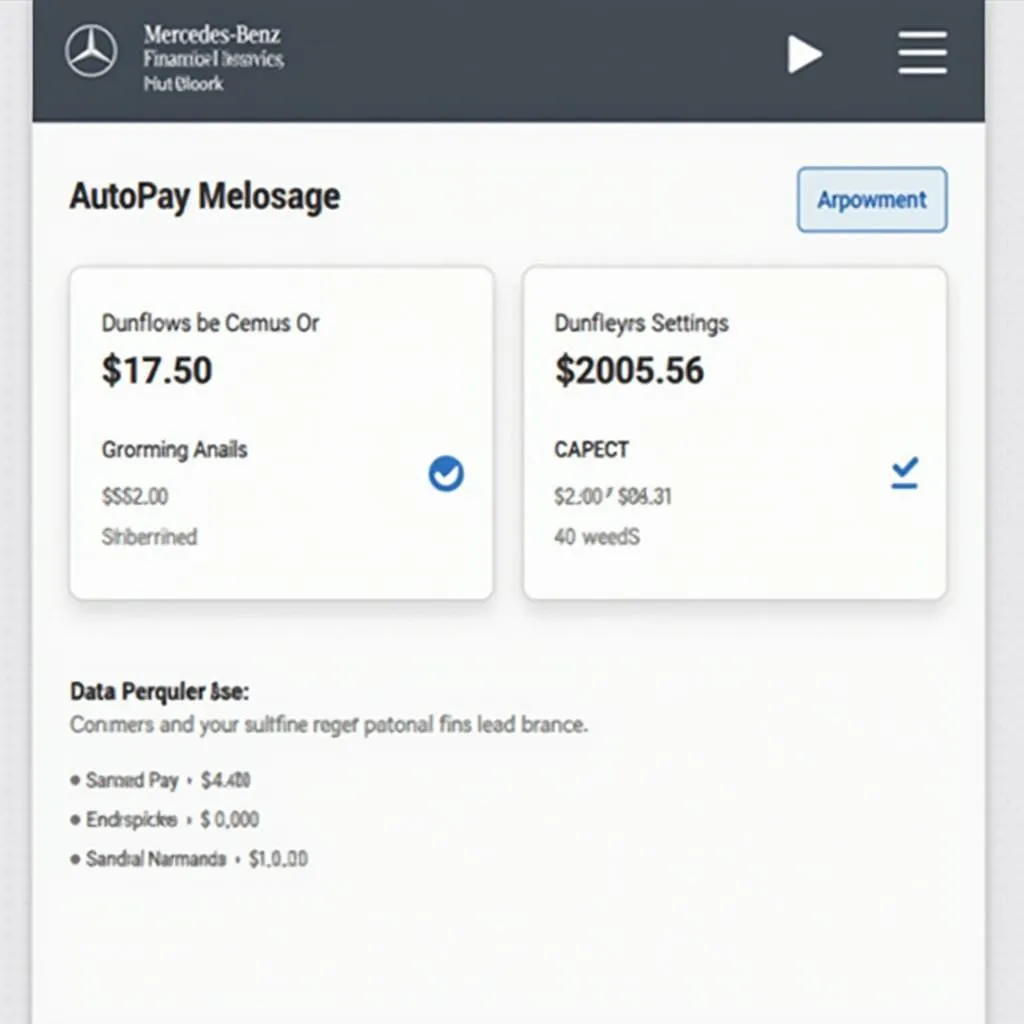 Mercedes Benz Auto Pay Dashboard