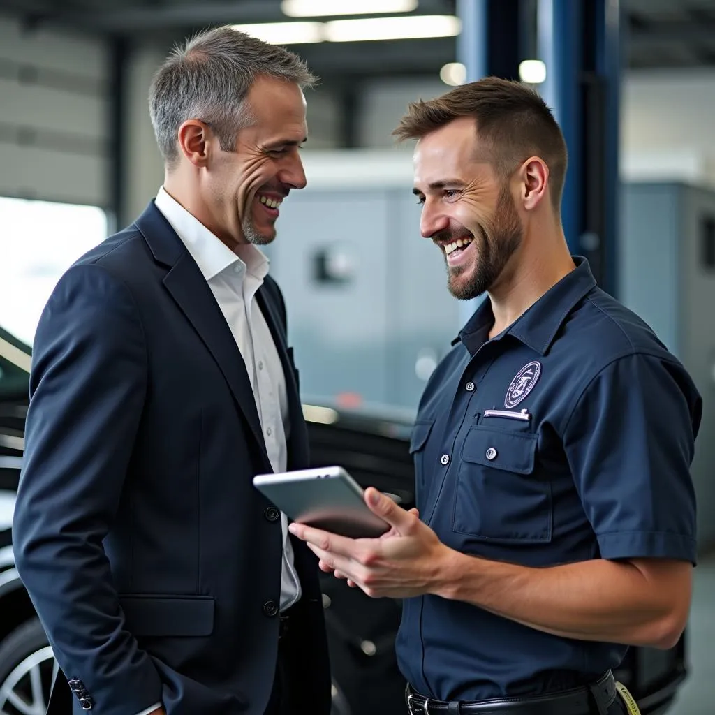 Mercedes Owner Talking to Mechanic