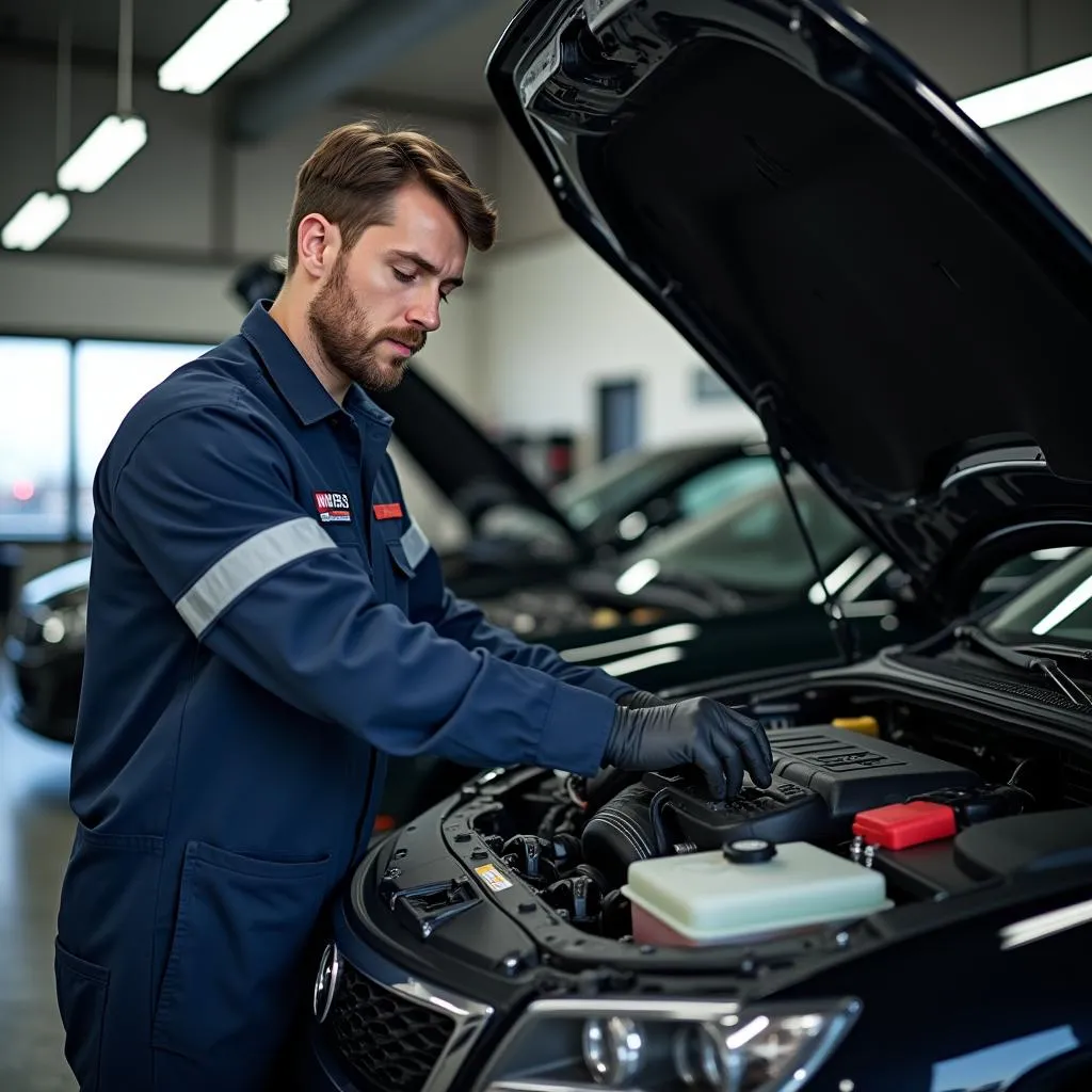 Midas technician working on a car