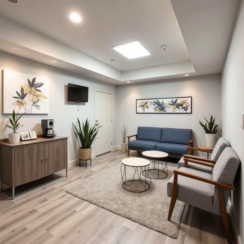 Clean and comfortable waiting area of an auto service center in Midlothian