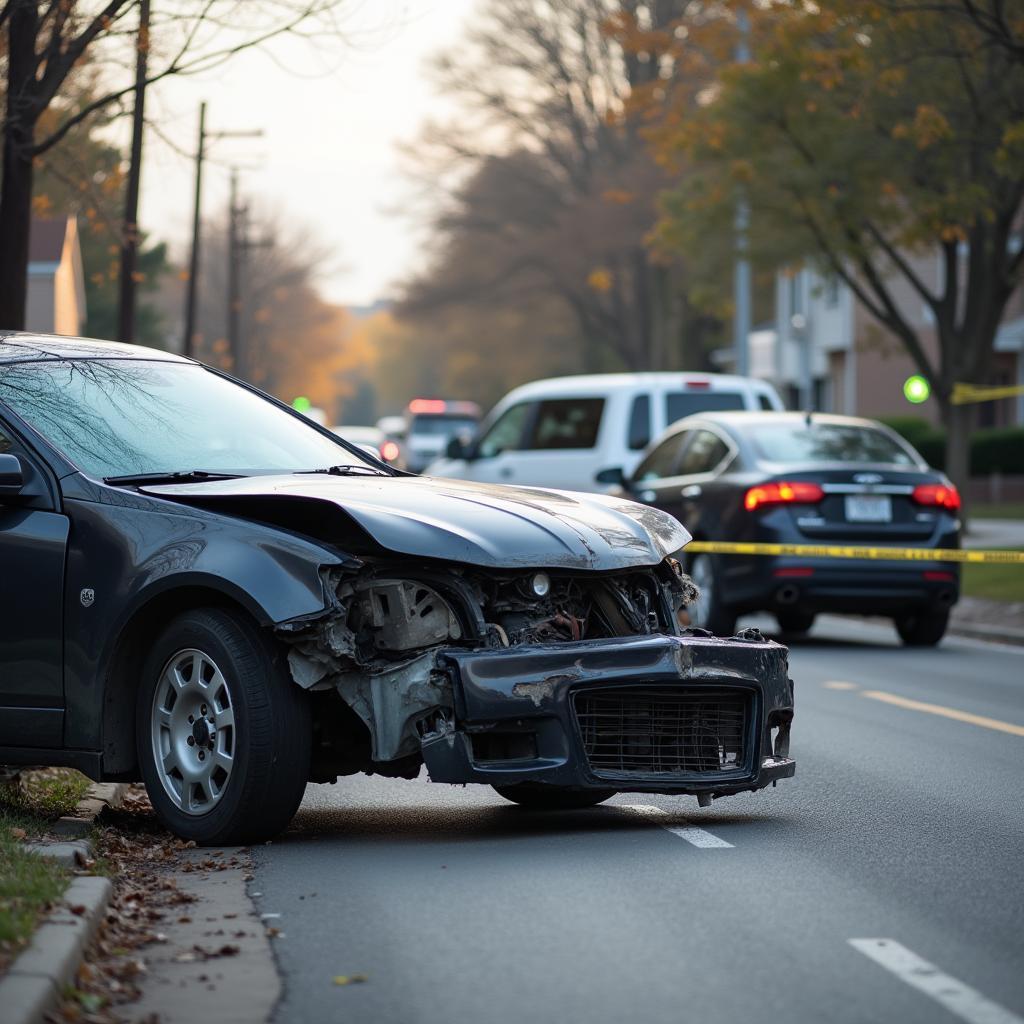 Car accident scene in Midlothian, VA