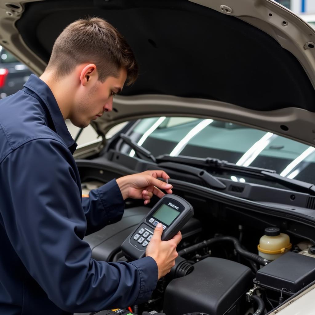 Milwaukie Auto Mechanic Performing Diagnostic Test