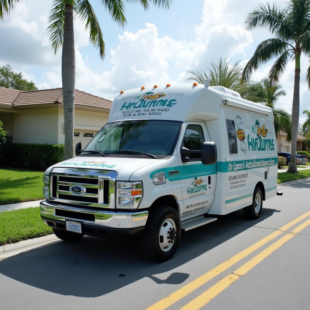 Mobile auto glass repair service van parked on a street