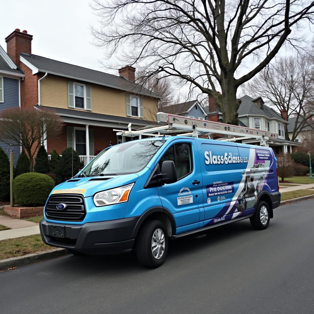 Mobile auto glass repair service van in Boston