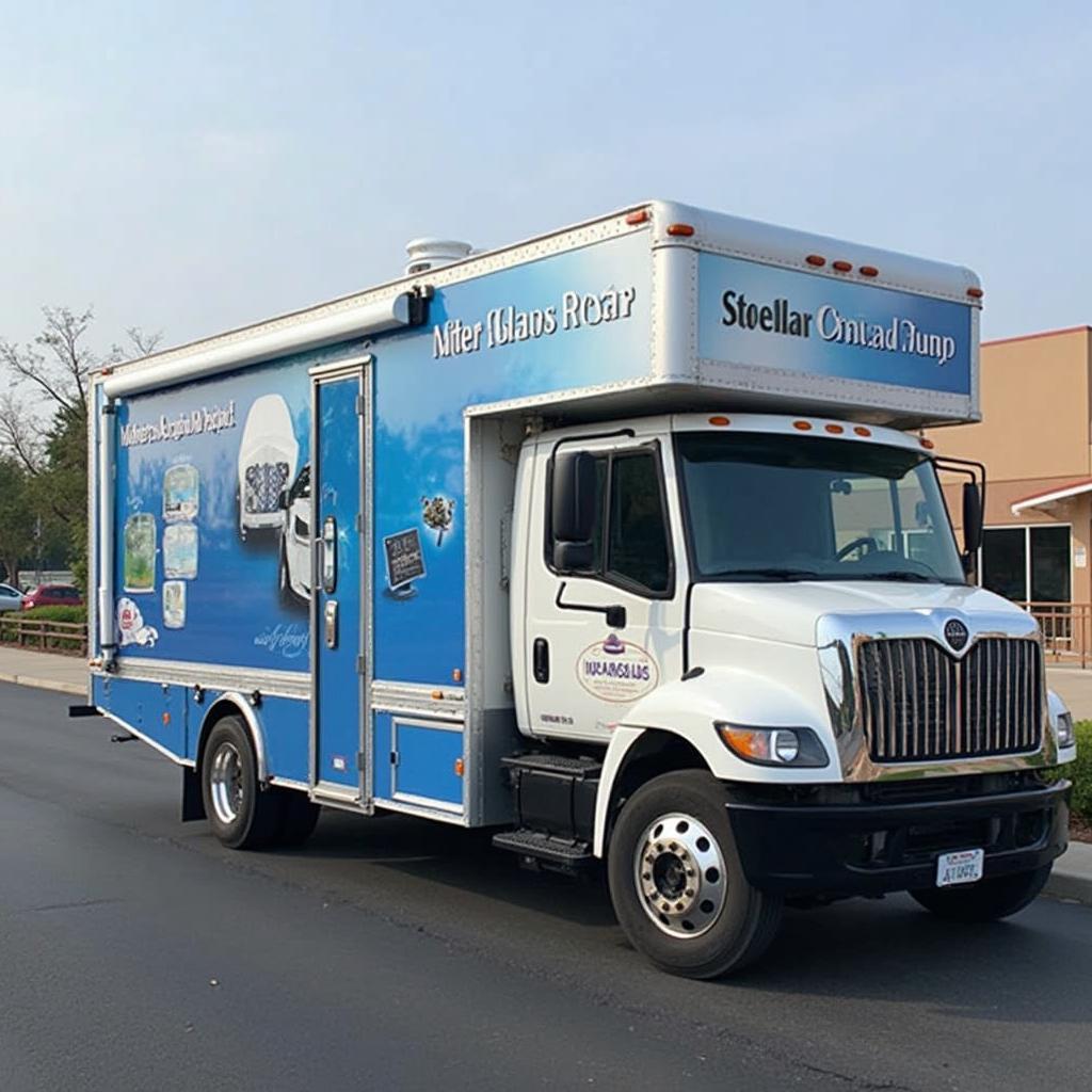  A mobile auto glass repair van parked in front of a residential home in Gainesville. 