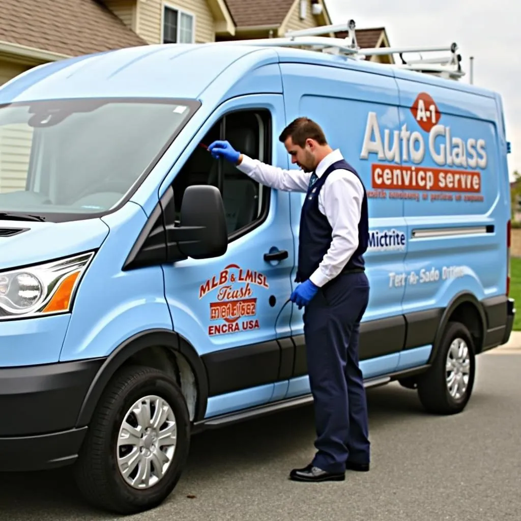 Technician Providing Mobile Auto Glass Service