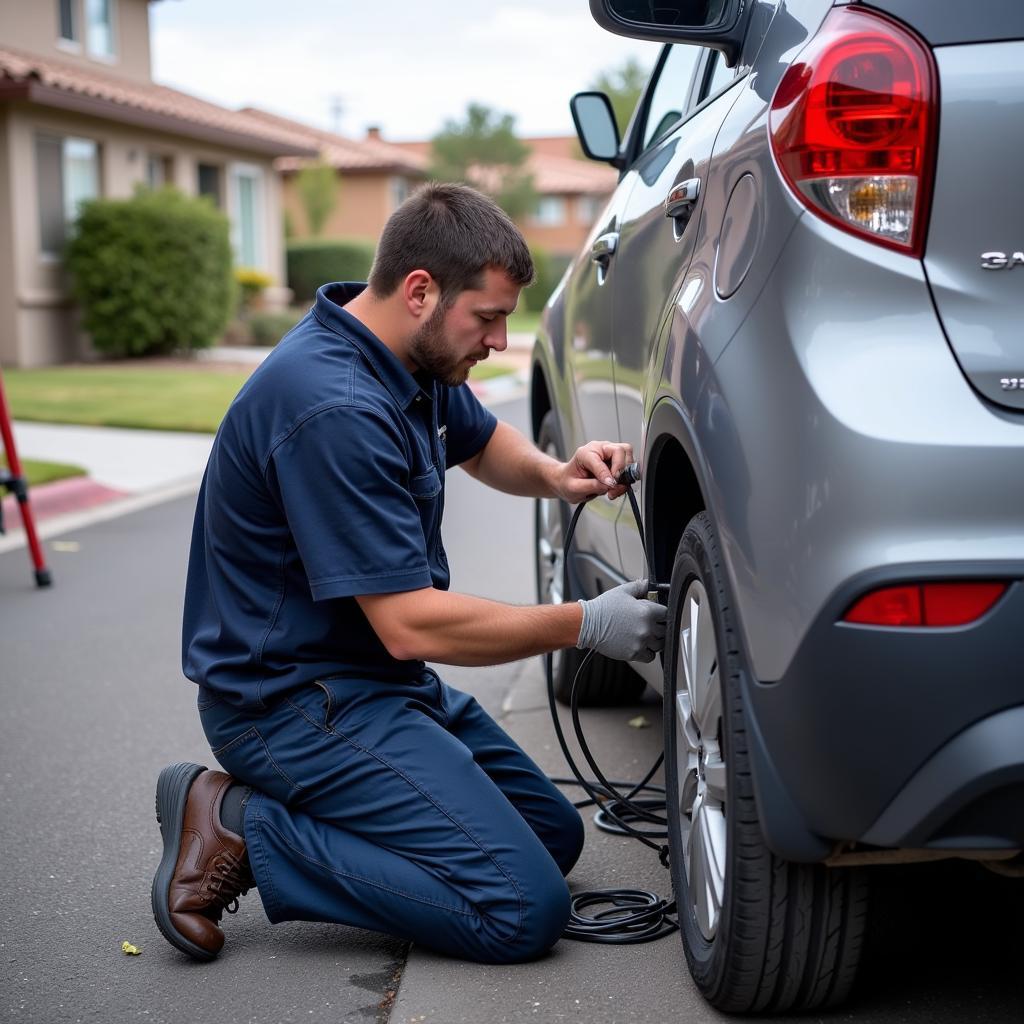 Mobile Mechanic Performing Onsite Repair in Fallon NV