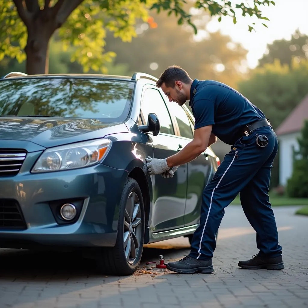 Mobile Mechanic Repairing a Car