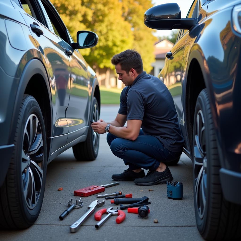 Mechanic Conducting Car Repair On-Site