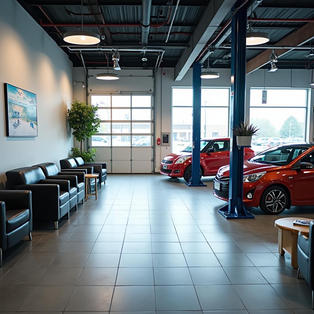 Modern Auto Repair Shop Waiting Area