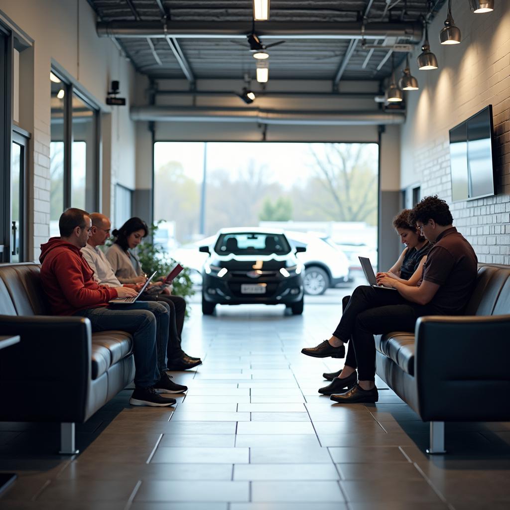 Modern Auto Repair Shop with Customer Waiting Area