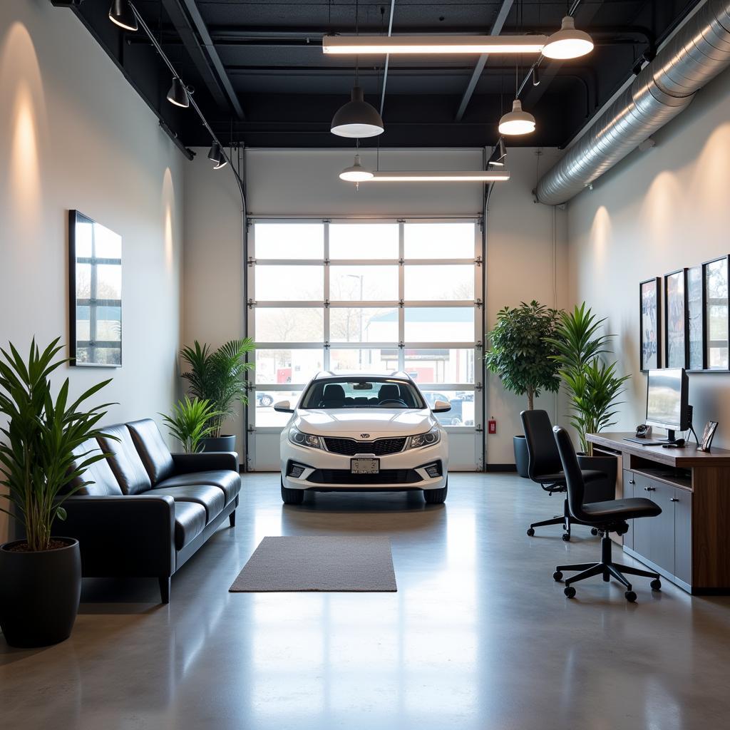 Modern auto service center waiting area