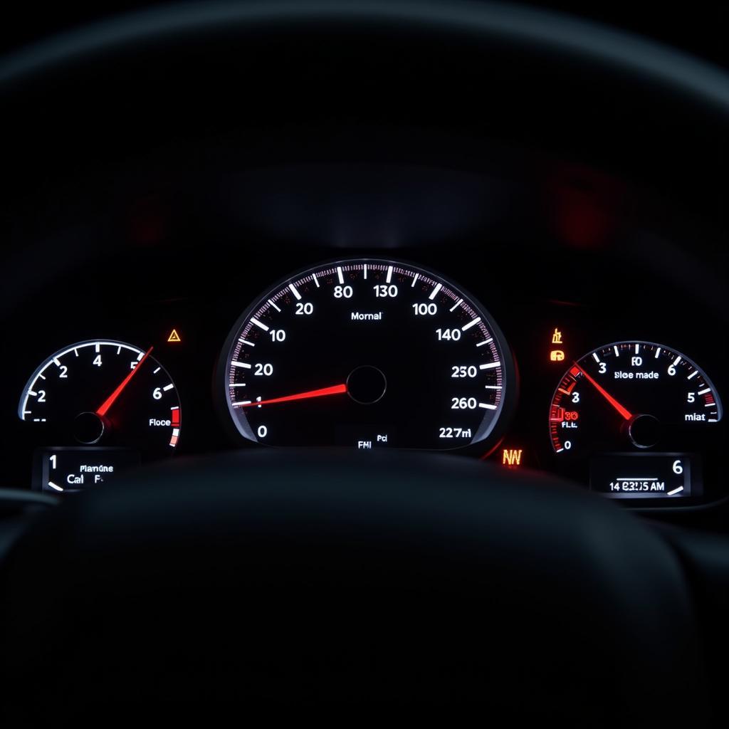 Modern Car Dashboard with Warning Lights