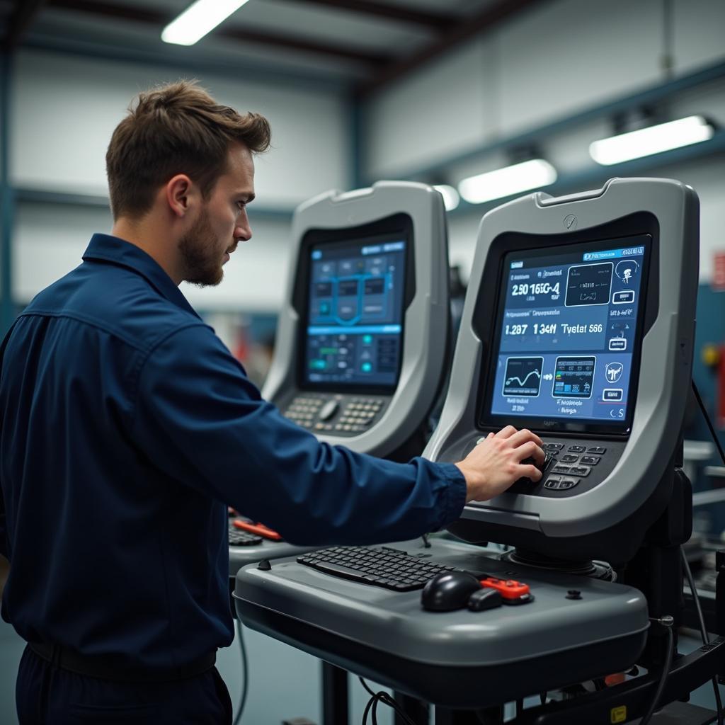  Advanced car diagnostic equipment being used by a technician in a St Catharines auto repair shop