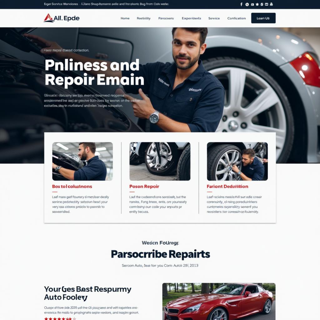 Modern auto mechanic service website interface