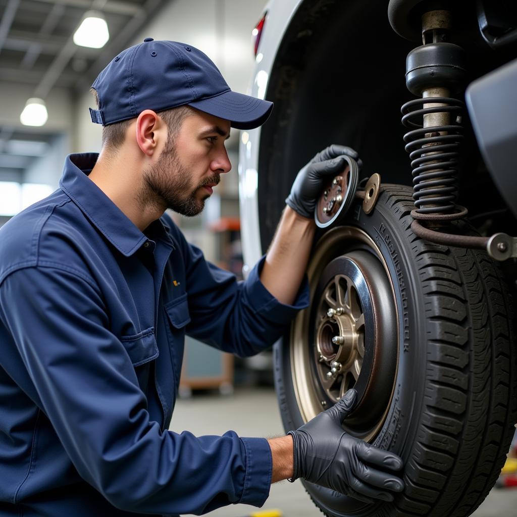 Motus Auto Service Technician Performing Routine Maintenance