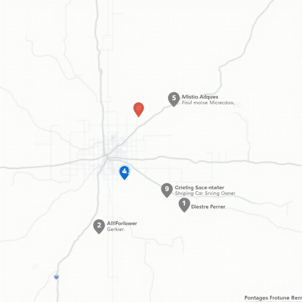 Map of Muncie highlighting auto service locations