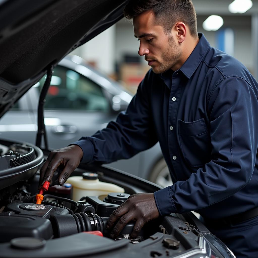 Nagel's Auto Services Technician Working on Car