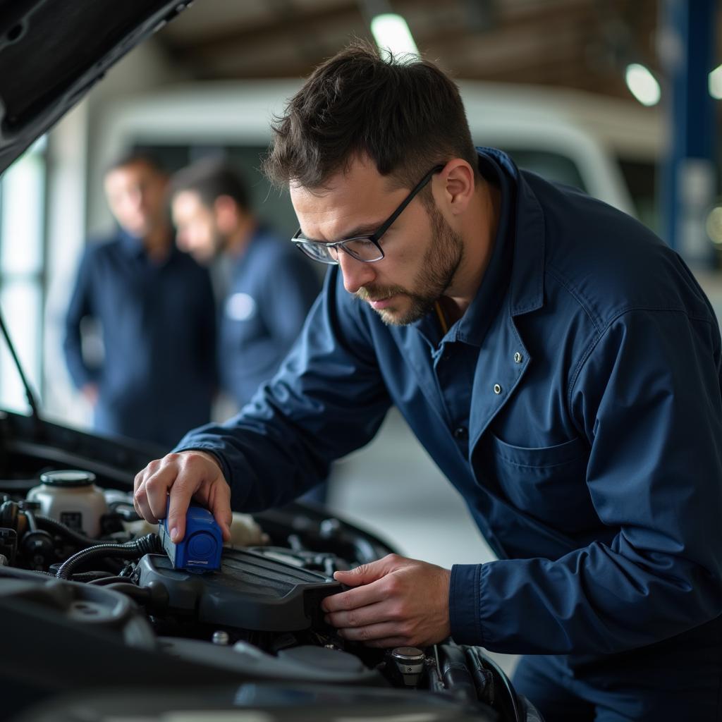 Nayarit mechanic conducting a vehicle inspection