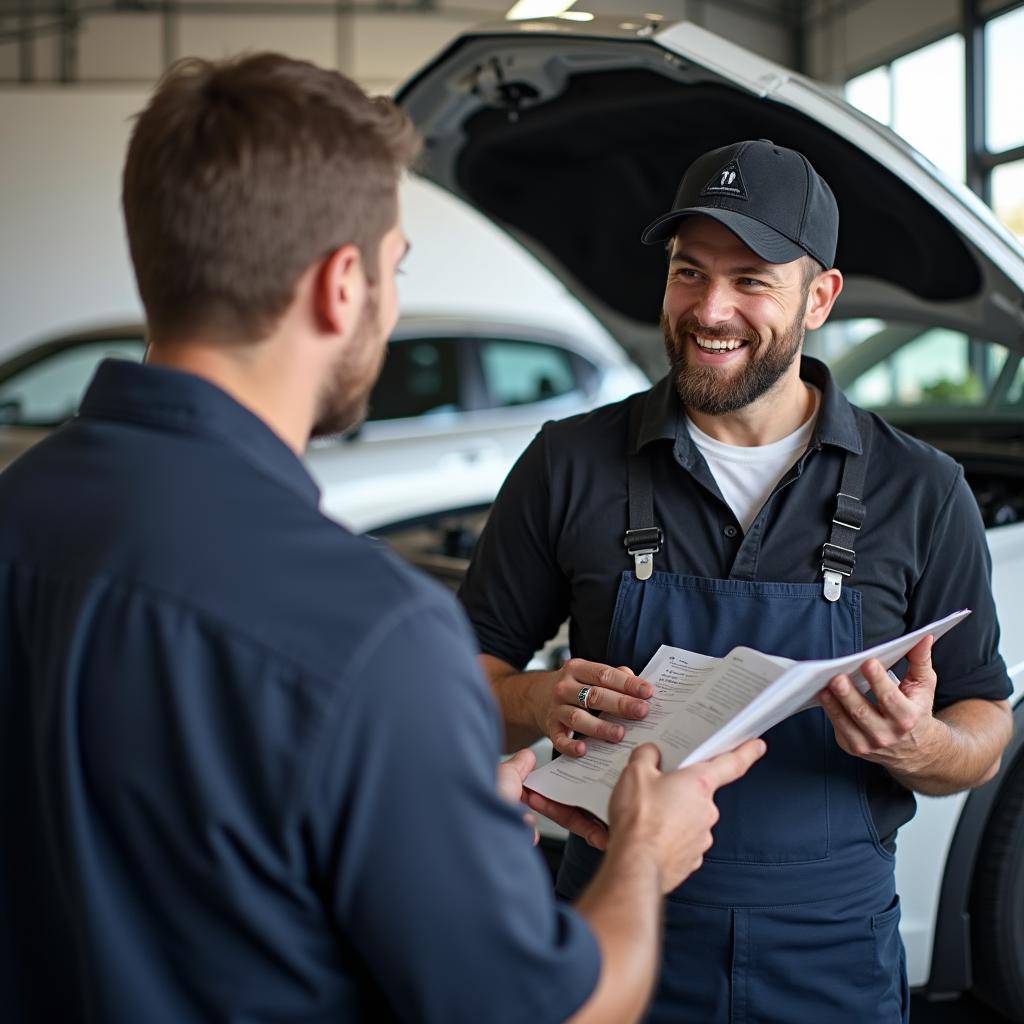 Nelson Auto Mechanic Explaining Car Repair