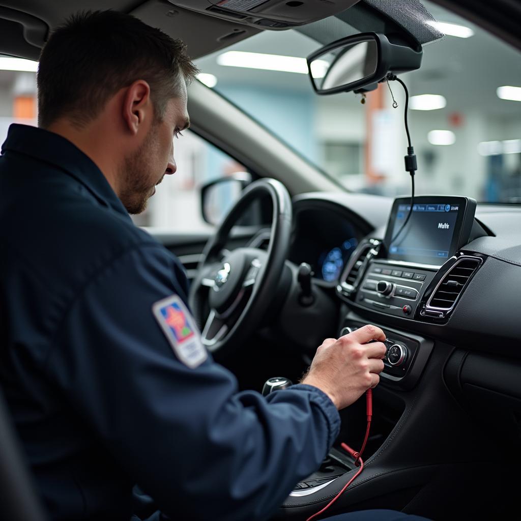 Nissan Certified Technician Performing Diagnostics