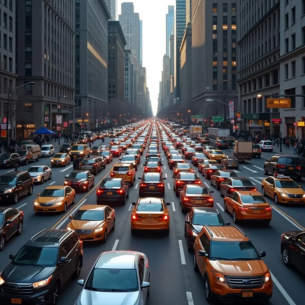 Heavy traffic congestion in New York City