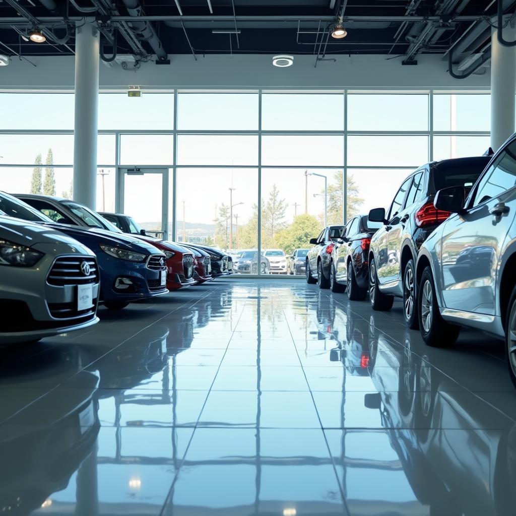 Modern car dealership interior in Oakland