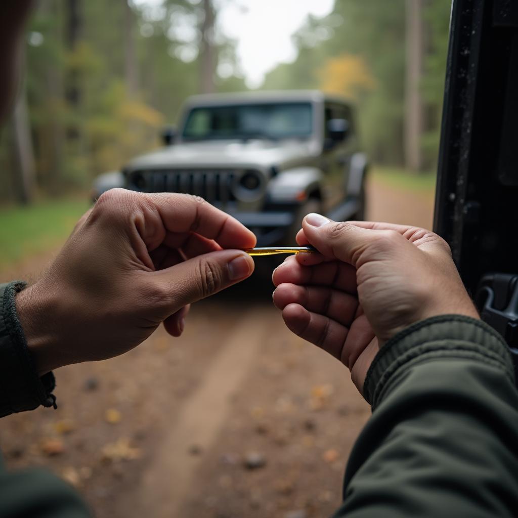 Checking Fluids on Off-Road Vehicle