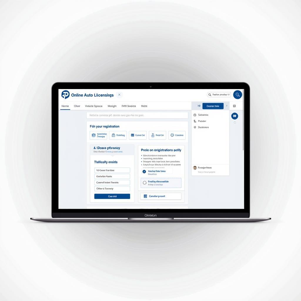 Screenshot of an Online Auto Licensing Platform