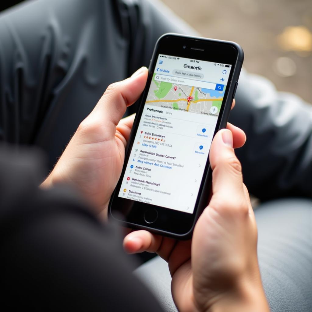 Person using a smartphone to search for auto repair services