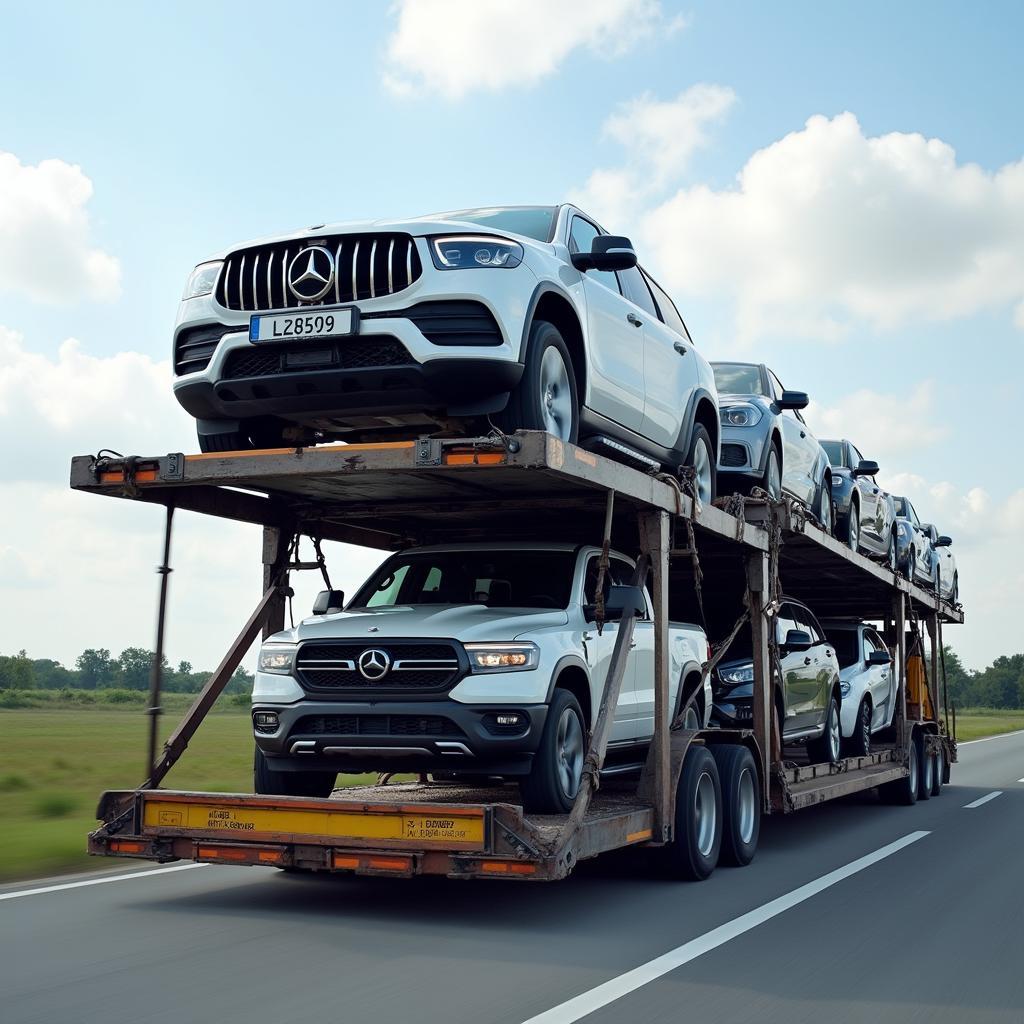 Open Car Transport on Truck