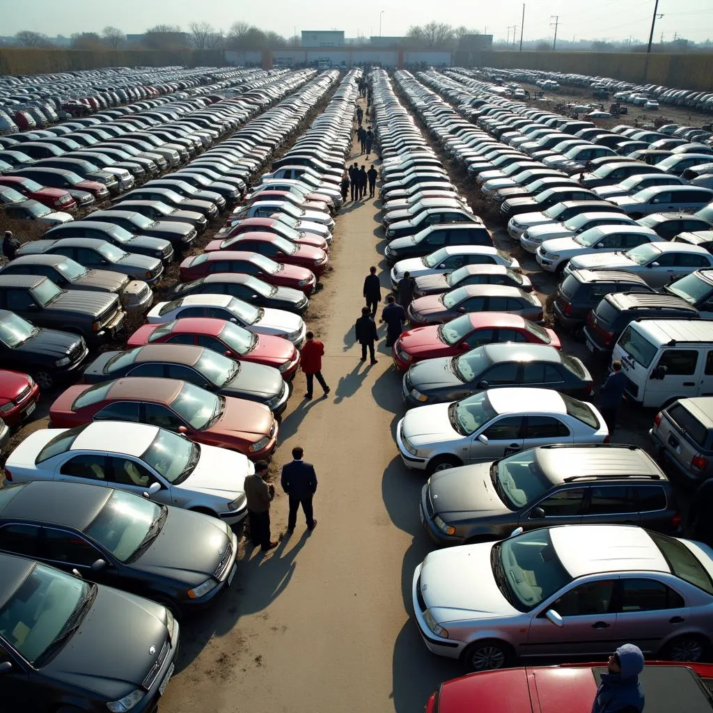 Organized auto wrecking yard