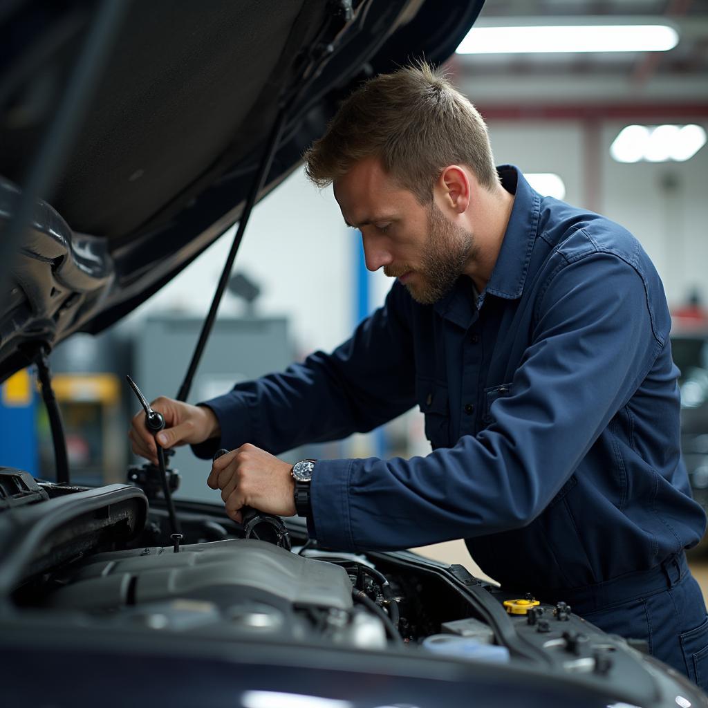 Orlando auto mechanic working on a car engine