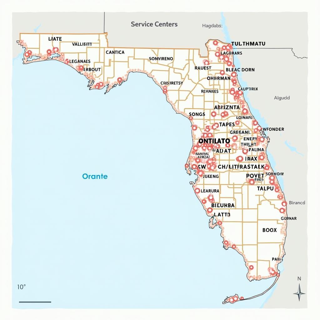 Map of auto service locations in Orlando