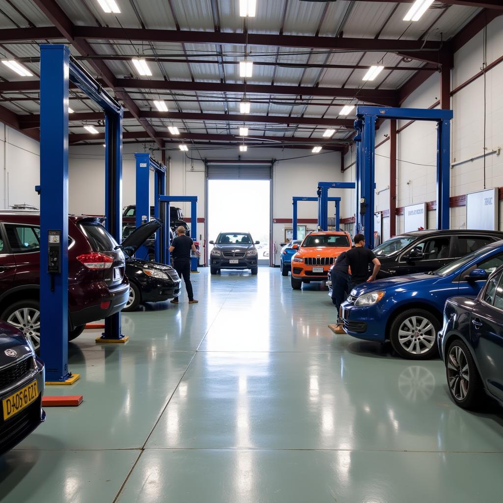 Modern auto service center interior