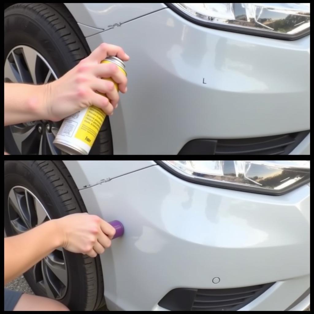 Painting and finishing a repaired car bumper