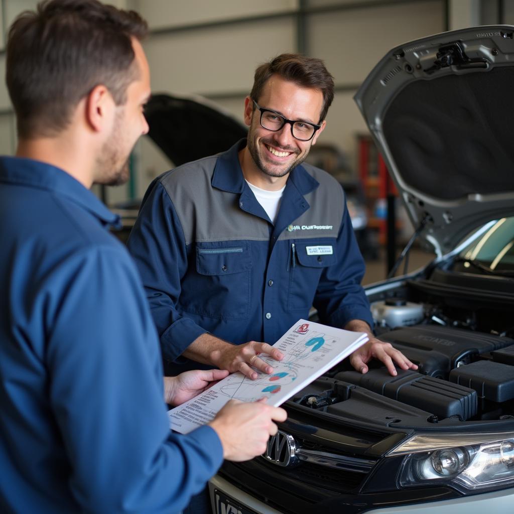 Paintsville mechanic explaining car repairs to a customer