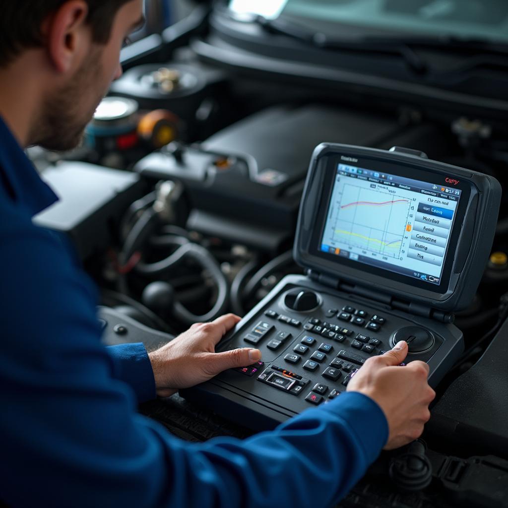 Skilled technician performing engine diagnostics at Park Auto Service Inc.